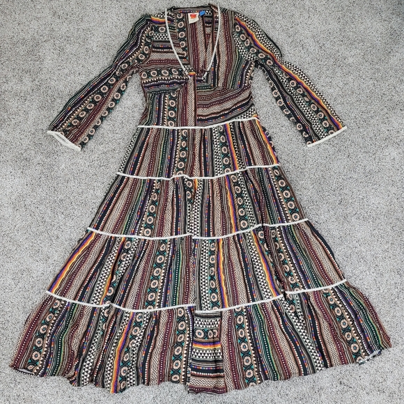 FARM Rio Sample Black Motif Tiered Maxi Dress - Picture 1 of 6